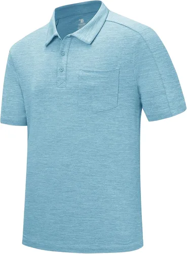 Vista 9 de Rdruko Camisas polo para hombre de manga corta, secado rápido, para golf y deportes al aire libre con bolsillo 01 Negro