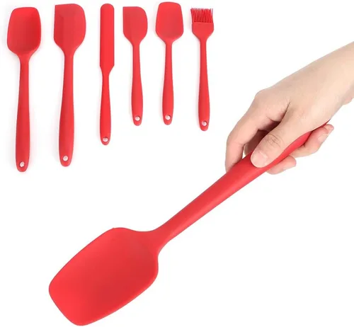 Vista 3 de Silicone Spatula Set 6PCS Food Grade Silicone Cooking Baking Utensils Kit with Scraper Brush Spoon for Kitchen Non Stick Cookware Heat Up to 230℃ Red