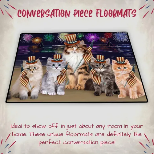 Vista 4 de Doggie of the Day Siberian Cats Floor Mat - 4th of July Independence Day - Best Dog Doormat - Protector Decor - Unique Portrait Art - Premium