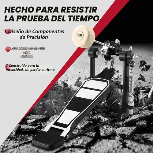 Vista 4 de Pedal de bombo, pedal de tambor de un solo patada con estribo de servicio pesado y transmisión por cadena