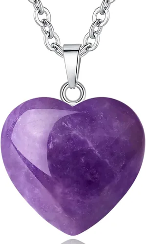 Vista 10 de Collar de Cristal de Cuarzo Cristales Curativos Collares para Mujeres Regalo del Día de las Madres Cuarzo Corazón Piedra Preciosa del Amor, Piedra