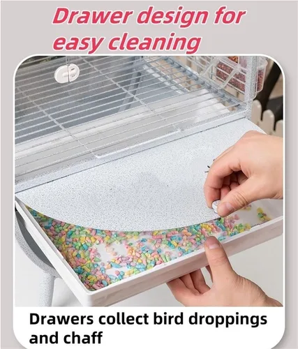 Vista 4 de DomeTop - Jaula para loros de hierro forjado, jaula para loros interiores, pajarero con puerta transparente, para loros pequeños, periquitos