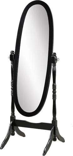 Vista 2 de Roundhill Furniture Espejo Cheval Tradicional Estilo Reina Ana de Madera para Piso, Negro