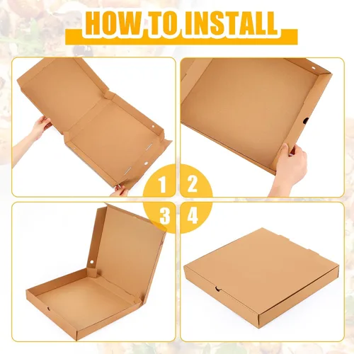 Vista 4 de 100 cajas de pizza de 12 x 12 pulgadas a granel de cartón vacío de 12 pulgadas, caja de pizza cuadrada reutilizable para comida para llevar