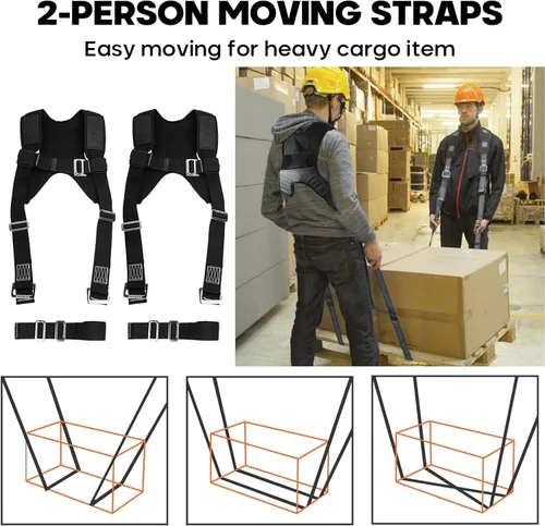 Vista 6 de Correas para mover muebles con hebilla en el pecho, correa de elevación para 2 mudanzas, correas de hombro para mover con correa de elevación para 1