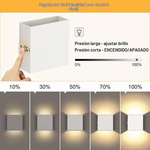 Vista 3 de Aplique de pared recargable con control táctil Lightess, luz blanca cálida Touch Dimmable Control Battery Operated Up & Down LED Light Tool-Free