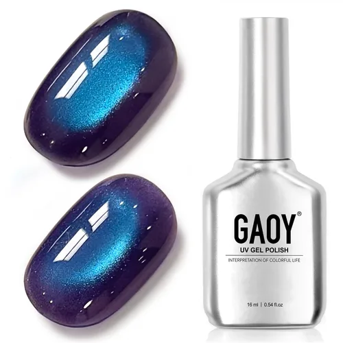 Vista 47 de GAOY Esmalte de uñas de gel Brown Cat Eye, 4629 azul ámbar, 0.5 fl oz Ámbar azul