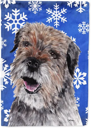 Vista 81 de Caroline's Treasures SC9374GF Bulldog English Snow flakes Holiday Garden Flag Buzón Bandera decorativa para patio exterior, patio, obras de arte