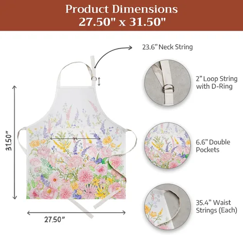 Vista 948 de Maison d' Hermine Delantales para mujer con bolsillo, 100% algodón (27.50 x 31.50 pulgadas)