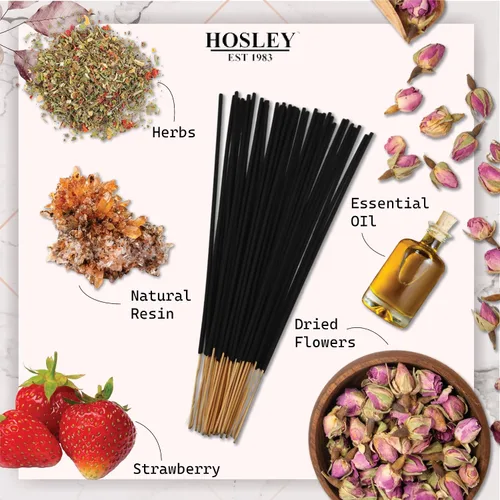 Vista 4 de Hosley Paquete de 120 varillas de incienso + paquete de 120 unidades (total 240) – Fresa – Paquete a granel perfecto para el hogar, meditación