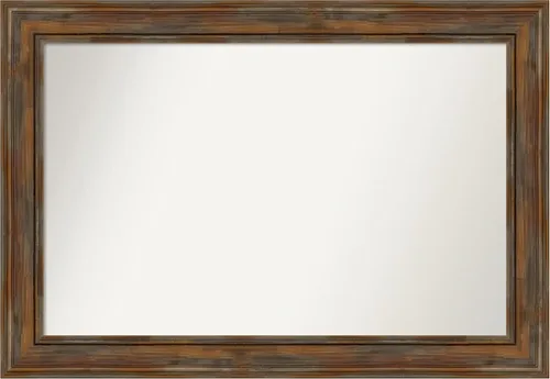 Vista 124 de Amanti Art Espejo de baño marrón para sobre fregadero, 26 x 26 pulgadas, espejo de tocador cuadrado marrón rústico Alexandria, marco de madera