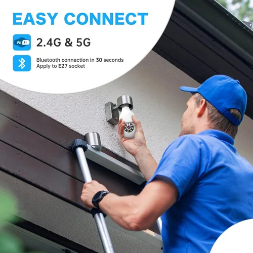 Vista 2 de Cámara de seguridad con bombilla de luz 2K 5G y 2.4G WiFi, cámaras de seguridad inalámbricas para exteriores e interiores, cámaras de bombilla