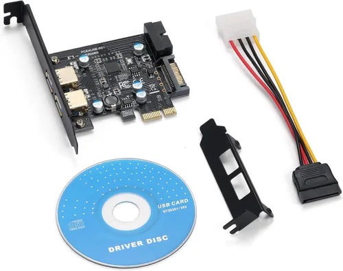 Vista 7 de Tarjeta de expansión USB 3.0 PCIe X1 de 5 Gbps Superspeed 2 puertos externos + adaptador interno de 19 pines USB 3.0 controlador PCI-E compatible