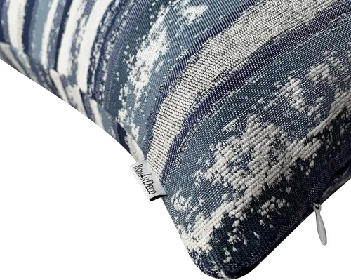 Vista 3 de Fundas de almohada jacquard a rayas de 16 x 16 pulgadas, paquete de 2, azul marino