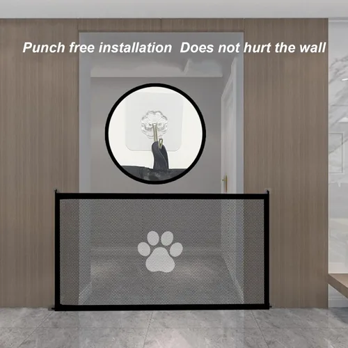 Vista 2 de Puerta para mascotas, puerta de perro, plegable, para interiores, para escaleras, puertas, dormitorios, pasillos (S 35.43 pulgadas de diámetro)