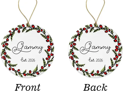 Vista 2 de GavinsDesigns Gammy Est. 2021 Adorno para árbol de Navidad – Nuevo Gammy 2021 – Adorno para Gammy – para regalos Gammy de nietos – Regalo para Gammy