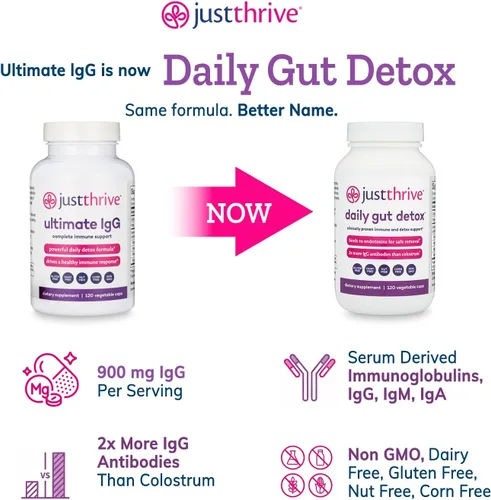 Vista 5 de Daily Gut Detox - Suplemento de desintoxicación ultraconcentrado y apoyo inmunológico con anticuerpos IgG - Promueve la salud intestinal