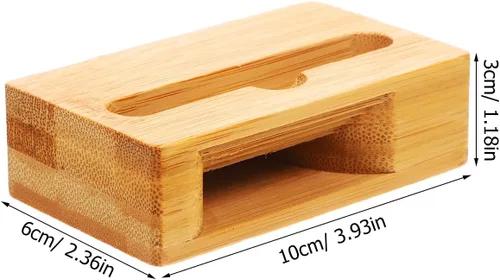 Vista 2 de NUOBESTY Soporte de teléfono de madera con amplificador de sonido, soporte universal para teléfono móvil, 3.93 x 2.36 x 1.18 pulgadas, amplificador
