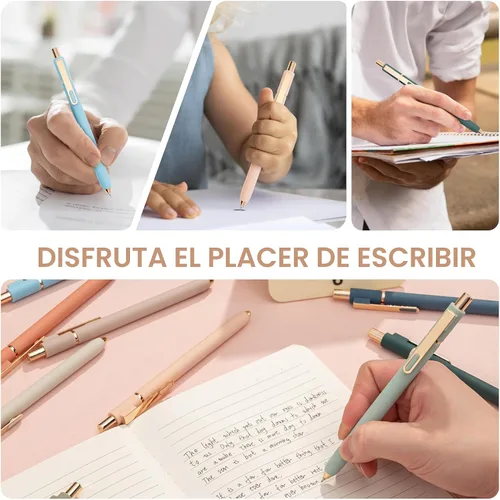 Vista 5 de Linbsunne Bolígrafos de gel de tinta negra para oficina 0.5mm de punta fina, escritura suave, retráctiles (clip dorado de metal - 10 piezas)