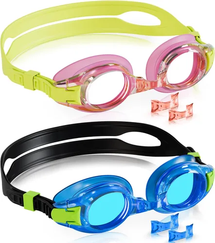 Vista 25 de Aegend - Paquete de 2 gafas para niños, gafas de natación para niños de 4 a 16 años, niños y niñas jóvenes, gafas de piscina antivaho, impermeables