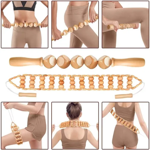 Vista 6 de JUANWAN Juego de herramientas de masaje de terapia de madera 10 en 1 Gua Sha Masajeador de madera para moldeo corporal Juego de herramientas