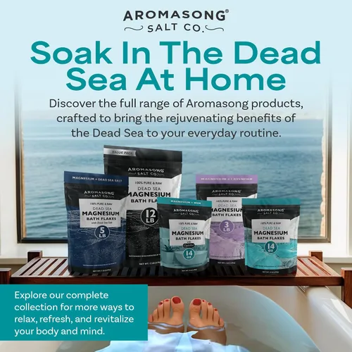 Vista 7 de Aromasong Copos de magnesio, 15 libras, baño del mar muerto y remojo de pies, alternativa superior a la sal de Epsom con 27,360 mg de magnesio por