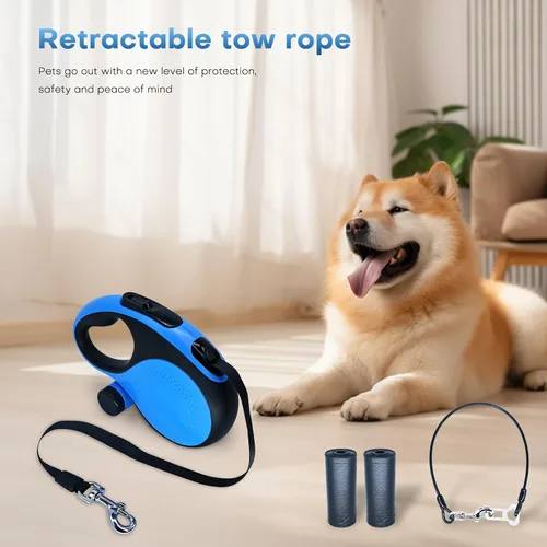 Vista 7 de Correa retráctil de 26 pies con cable resistente a la masticación para perros medianos a grandes de hasta 110 libras, correa de nailon resistente
