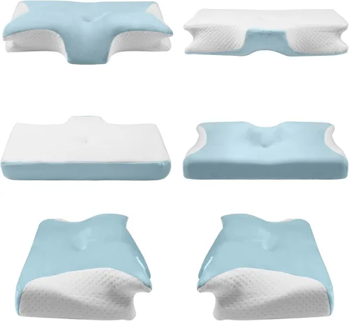 Vista 6 de Almohada para alivio del dolor de cuello Almohada ortopédica para dormir cervical mejor antiarrugas terapéutica ergonómica espuma viscoelástica