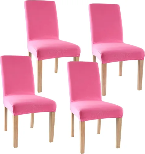 Vista 12 de Obstal - Juego de 4 fundas para sillas de comedor elásticas en negro de spandex, extraíbles y lavables, fundas de asiento para sillas de cocina