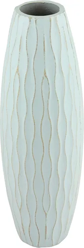 Vista 2 de Stonebriar - SB-5076B Florero de madera alto con textura vintage azul océano pálido, 12 pulgadas