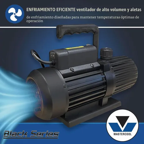 Vista 4 de Mastercool 90059-BL Serie Negra Bomba de vacío de fase única de 1.8 CFM con motor protegido térmicamente, ventilador de alto volumen y válvula