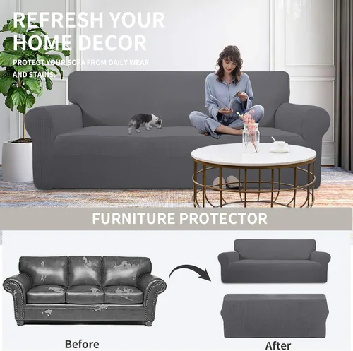 Vista 179 de Easy-Going - Funda elástica sobredimensionada para sofá, 1 pieza, protector muebles, suave, parte inferior elástica, para niños, tela jacquard