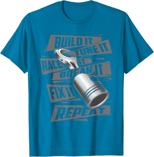 Vista 8 de Build It Tune It Race It Break It - Camiseta para entusiastas de los coches de carreras, talla S Negro