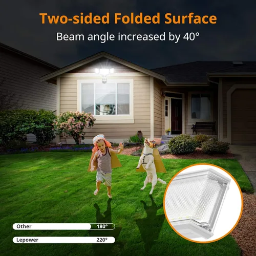 Vista 5 de LEPOWER Luces de inundación de 45 W con sensor de movimiento, luces para exteriores, luz de seguridad LED de 4800 lm, luz con sensor de movimiento