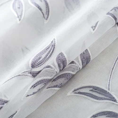 Vista 7 de TERLYTEX Cortinas con patrón de hojas de 84 pulgadas de largo, cortinas bordadas transparentes con hojas para sala de estar, paneles de cortina