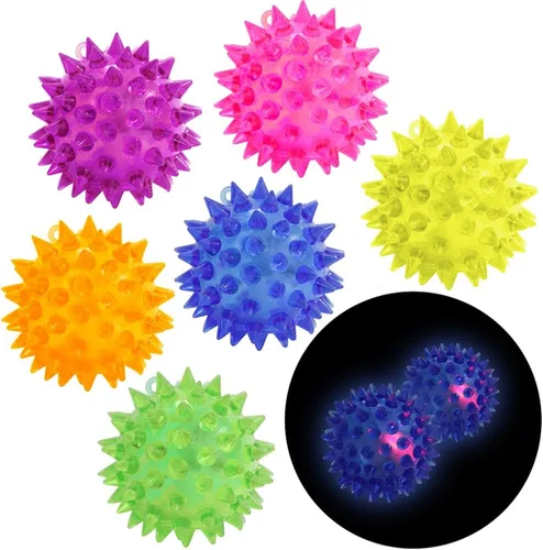 Vista 12 de Paquete de 12 pelotas LED con luz, antiestrés sensorial, esponjosas, puntiagudas, brillantes en la oscuridad, juguetes de pelotas puntiagudas