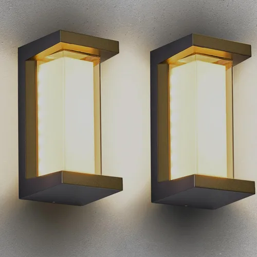 Vista 3 de Lámpara LED moderna de pared para exteriores de 18 W, rectangular, 1800 lúmenes, luces brillantes para porche, 3000 K, 4500 K, 6000 K, iluminación