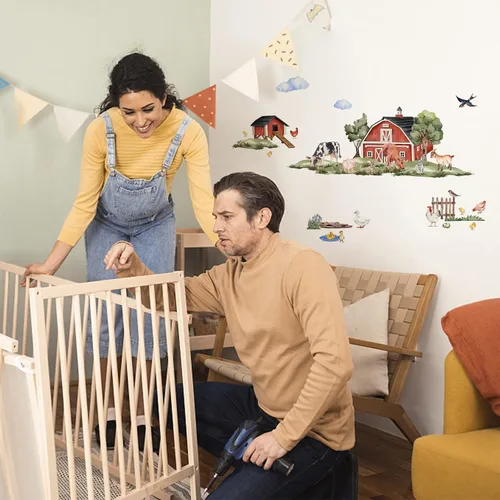 Vista 4 de SUPERDANT - Calcomanías de pared de animales de granja, 8 estilos, decoración de pared de animales de granja, pájaros, ovejas, pollos, calcomanías