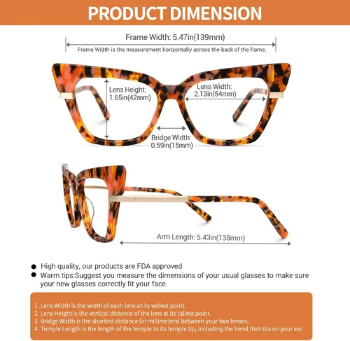 Vista 2 de VOOGLAM Gafas de bloqueo de luz azul ojo de gato para mujer, anti fatiga ocular UV, Mariana