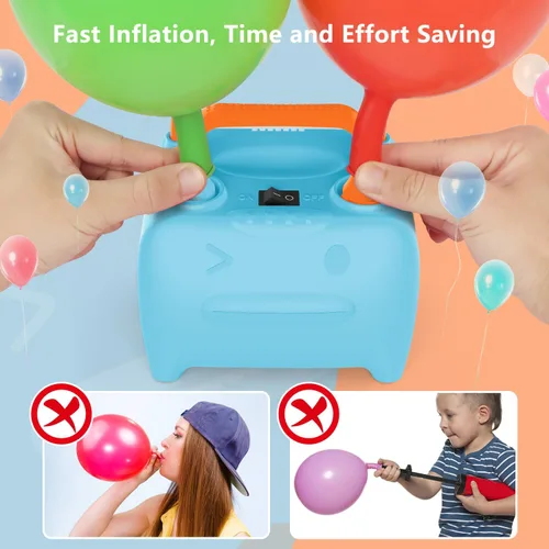 Vista 4 de OWill Balloon Pump Electric, Balloon Inflator Electric Air Pump, Portable Dual Nozzle Balloons Air Pump Electric 600W Blow Machine for Party