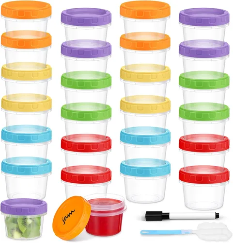 Vista 9 de Yomarket Envases Pequeños de Plástico de 2 oz con Tapas, Paquete de 12 Recipientes para Aderezo de Ensalada, Recipientes Reutilizables