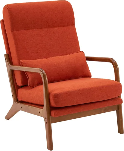Vista 13 de Silla decorativa para sala de estar, sillón tapizado moderno de mediados de siglo con almohada, sillón de lectura, cómoda silla decorativa