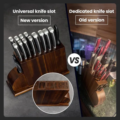 Vista 9 de Juego de cuchillos magnéticos de 15 piezas para cocina con bloque, juego de cuchillos de cocina hechos de acero inoxidable alemán de alto carbono