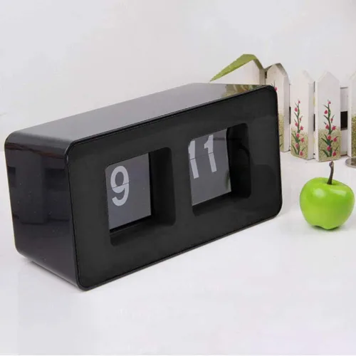 Vista 6 de Reloj automático del tirón del reloj, reloj nostálgico retro, escritorio digital de la tabla de la página abajo