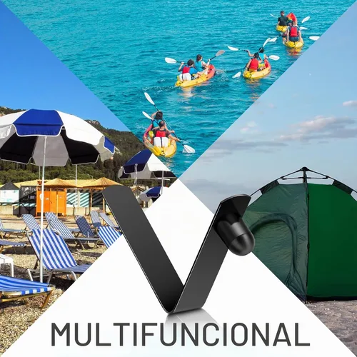 Vista 5 de Moxweyeni 8 clips de resorte con botón de presión, clips de poste de tienda de campaña de acero inoxidable, clips de resorte de remo para kayak