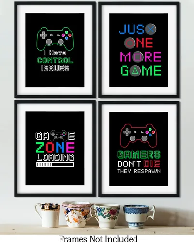 Vista 2 de Decoración de sala de juegos para niños, cosas geniales para tu habitación, cueva de hombre, dormitorio, sala de juegos o bar, juego de 4 accesorios