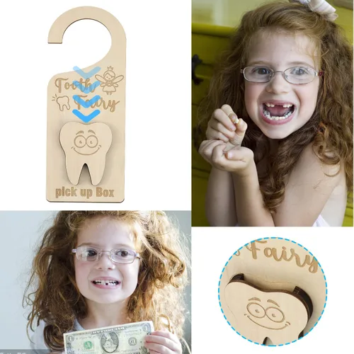 Vista 6 de Percha de puerta de hadas de dientes con soporte para dinero, caja de recogida de hada de dientes, regalo de aliento para decoración de habitación