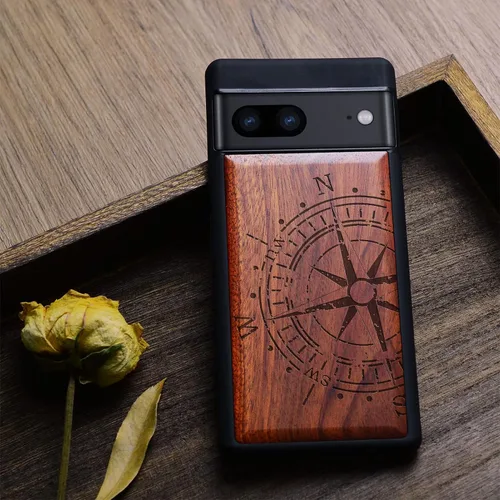 Vista 4 de Carveit Funda de madera para Pixel 7 [madera natural y TPU suave negro] a prueba de golpes, funda de madera única y elegante compatible con Google