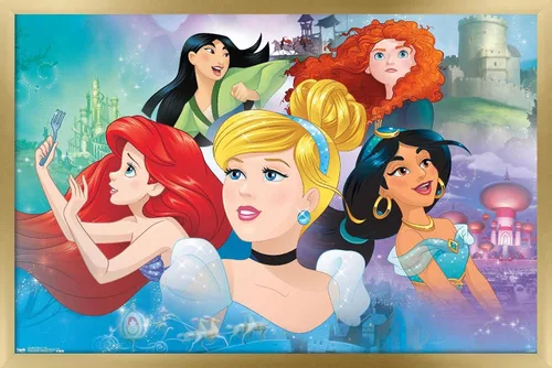 Vista 14 de Trends International Disney Princess - Póster de pared de Gaze, 14.72 x 22.37 pulgadas, versión enmarcada de madera de granero
