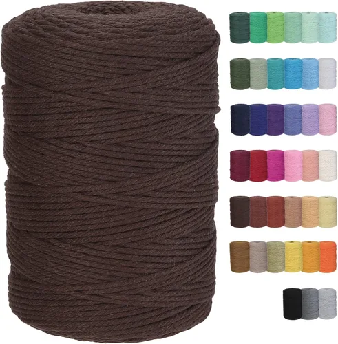 Vista 18 de Cuerda de macramé de algodón de 2 mm, 220 yardas, suministros naturales de macramé de color, cuerda de algodón suave para artesanía, para colgar